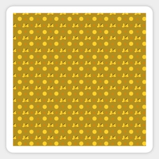 Yellow Mini Bow & Polka Dot Pattern Sticker